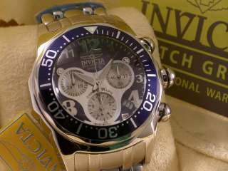   steel lupah diver chronograph bracelet watch model 3210 blue dial