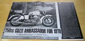 1970 Moto Guzzi 750 Ambassador Motorcycle Original Ad  