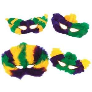  Mardi Gras Fanci Feather Masks,1/pkg, Pkg/12