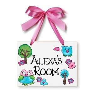    Funky Owls Personalized Ceramic Name Plaque