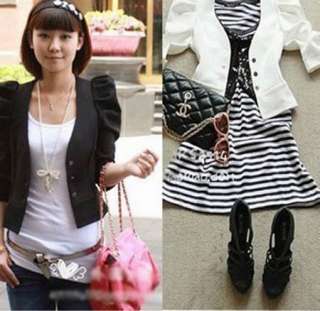 New Korean Women Short Sleeve Slim Shrug Jacket Short Coat 2 Colors 2 