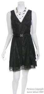 915 BCBG BLACK ALLOVER LACE TIERED NIGHT GOWN DRESS 8  