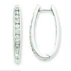 FindingKing 14K White Gold .75ct Diamond Oval Hoop Earrings Jewelry