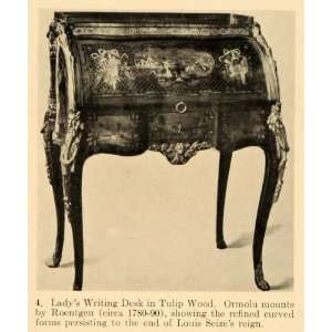  1919 Print Lady Writing Desk Tulip Wood Roentgen Style 