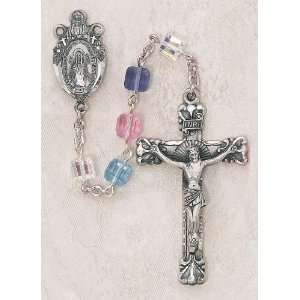 Square SwarovskiTM Crystal Rosary, Sterling Silver, 6mm Multi color 