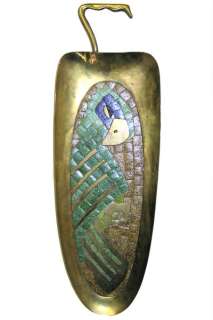 Salvador Teran Mid Century Parrot Mosaic Brass Tray  