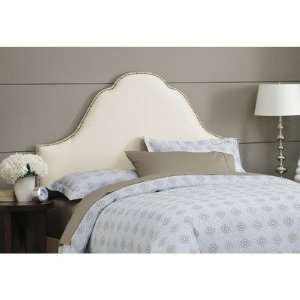   High Arch Headboard in Parchment Size Full/Queen, Nail Heads Silver