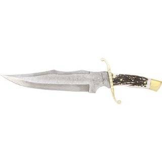 Fox N Hound Knives 613 Medium Damascus Bowie Fixed Blade Knife with 