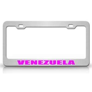 VENEZUELA Country Steel Auto License Plate Frame Tag Holder, Chrome 