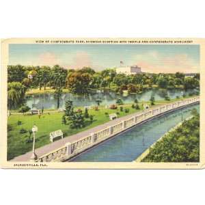  Vintage Postcard   View of Confederate Park, showing Scottish Rite 