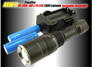 TrustFire Z6 CREE XM L T6 LED 1300 Lm Adjustable Focus Torch+2x 18650 