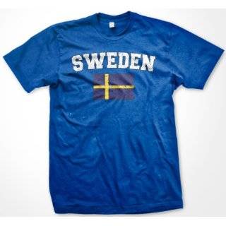 Sweden Crest International Soccer T Shirt, Sverige Swedish Soccer Mens 