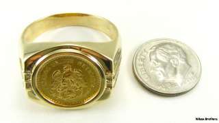 Mexican Peso Bullion COIN Mens RING 14k & 22k Gold  