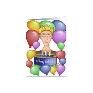  Birthday with Personality   Balloons, Cake & Candles Card 