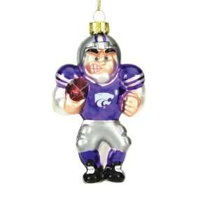 Pack of 3 NCAA Kansas State Caucasian Player Glass Christmas Ornaments 