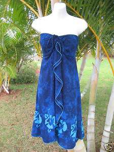 Blue Hawaiian Vertical Ruffle Butterfly Short Dress  