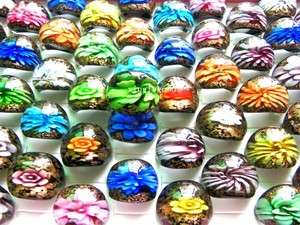 FREE wholesale lots 50ps Mixed Flower Murano Glass Ring  
