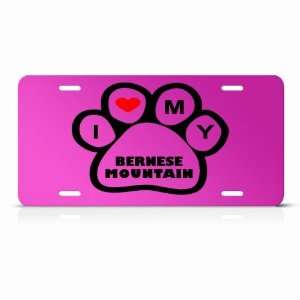 Bernese Mountain Dog Dogs Pink Novelty Animal Metal License Plate Wall 