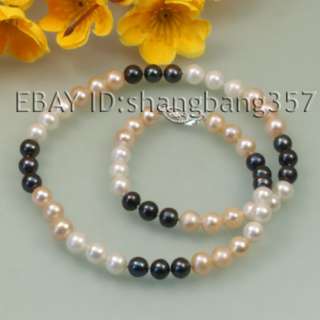8mm polychrome a sets fresh water akoya pearl necklace bracelets 
