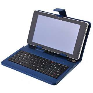 Blue 7 Android Tablet PC MID Leather Keyboard Cover Case with Stylus 