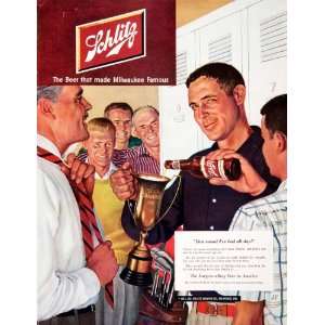1951 Ad Schlitz Beer Milwaukee Famous Golfer Bottled Largest Selling 