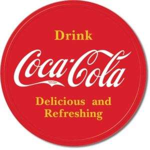 Vintage Coca Cola Tin Sign Red Button Logo Drink Coke  