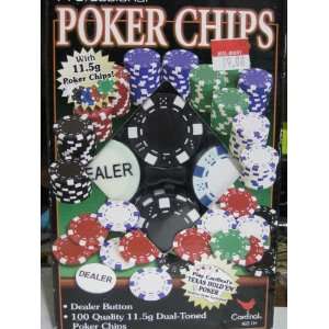   Poker Chips   100 Quality 11.5g Dual Toned w/Dealer Button Everything