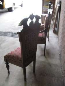   CARVED WALNUT LIVING ROOM ITALIAN ARM CHAIRS AND SIDE CHAIRS  