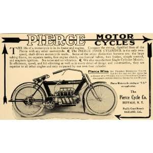  1912 Ad Pierce Motorcycle Buffalo Vehicle Engine Valve 