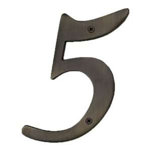  8 Solid Brass House Number 5   Antique Brass