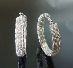 Glam Designer Inspired Rough Textured Hoop Earrings 1cm  