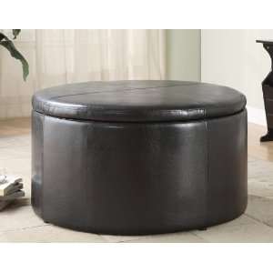  Round Storage Cocktail Table with 2 Kidney Ottomans of 