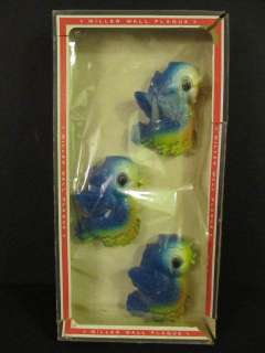Vintage MILLER BLUE BIRD Wall Plaques IN BOX Three  