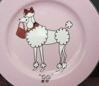   Pink Poodle Plates NEW LOOSE PLATES SET OF 4 PLATES ARE 8 1/2 WD
