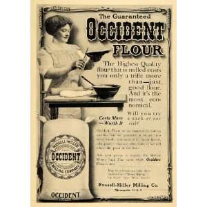 1911 Ad Occident Flour Baking Milling Russell Miller Cook Lady 