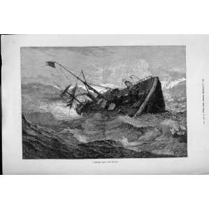  Shifting Cargo Antique Print 1880 Ship In Trouble