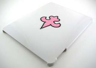 NEW iPad White Case Pink Crystal Saints Fleur De Lis  