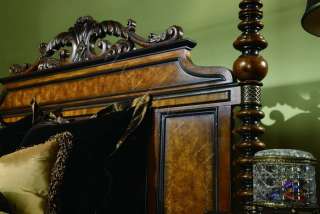Dark Rosewood Wrought Iron King Poster Canopy Bed  