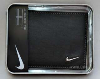 New Nike Golf Black Genuine Leather Wallet Bifold Mens Billfold 