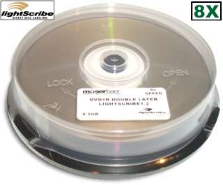 10 Pak MBI LIGHTSCRIBE 8.5GB DOUBLE LAYER DL DVD+Rs in Cakebox 