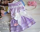Cute Pet Dog Cat bow Wedding Dress Clothes Princess Apparel purple S