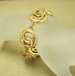 CHANEL Gold Chain Bracelet Bangle Cuff CC Logo Coco Vintage Auth in 