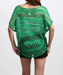   Drapy Lacey CROCHET Boat Neck DOLMAN TOP Sheer Knit Tee Shirts  