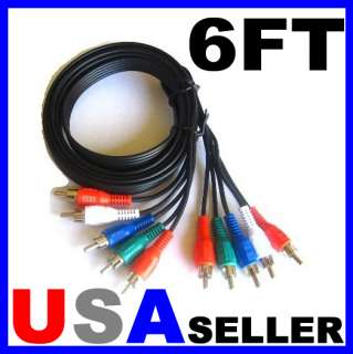 6FT COMPONENT VIDEO CABLE WITH AUDIO 5 RCA HDTV DVD VCR  