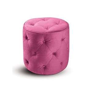  Pink Tufted Velvet Round Ottoman