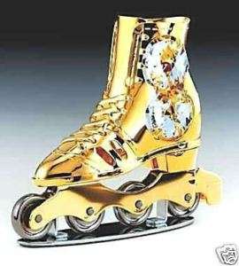 Roller Skate   24K Gold W/Swarovski Crystals Ornament  
