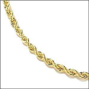 SOLID 14K GOLD DIAMOND CUT ROPE CHAIN NECKLACE 20  