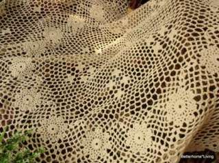   Hand Crochet Off White Cotton Table Cloth Lace Topper Round 36  