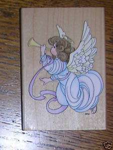 PRECIOUS MOMENTS rubber stamp TRUMPET ANGEL  