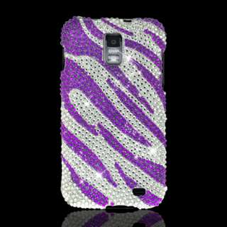 Samsung Galaxy S 2 II Skyrocket i727 AT&T Purple Zebra Bling Hard Case 
